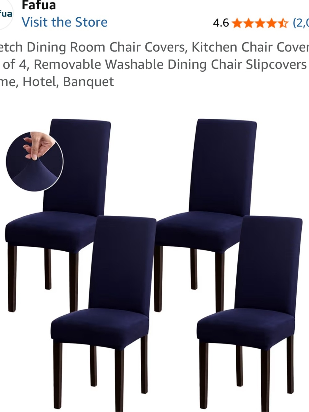 Stretch Dining Chair Slipcovers in Navy Blue - Set of 4